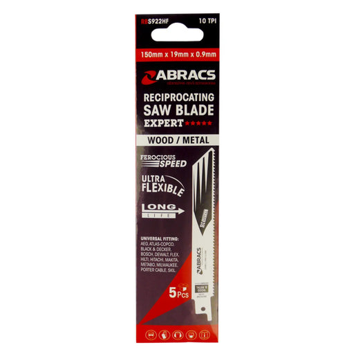 Abracs Reciprocating Saw Blade Pack 5 150 x 19 x 0.9mm