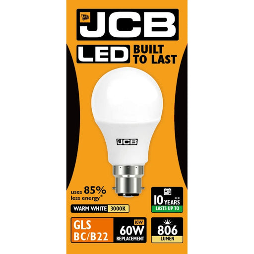 JCB LED A60 806lm Opal 10w B22 3000k