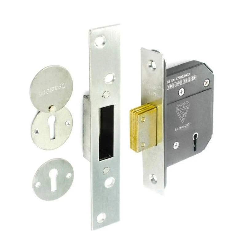 Securit 5 Lever Deadlock BS3621 63mm Stainless Steel