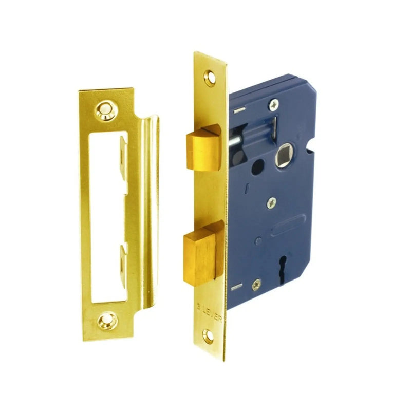 Securit 3 Lever Sash Lock Brass Plated with 4 Keys 75mm