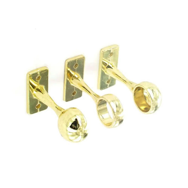 Securit 1 Centre & 2 End Brackets Brass Plated 19mm - Pack of 10