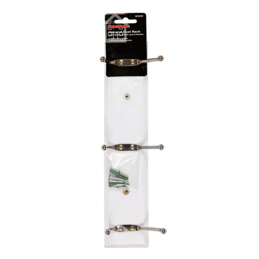 SupaHome Hat and Coat Rack with 3 Hooks White Finish