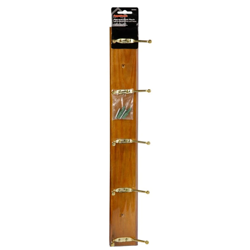 SupaHome Hat and Coat Rack with 5 Hooks Antique Pine Finish