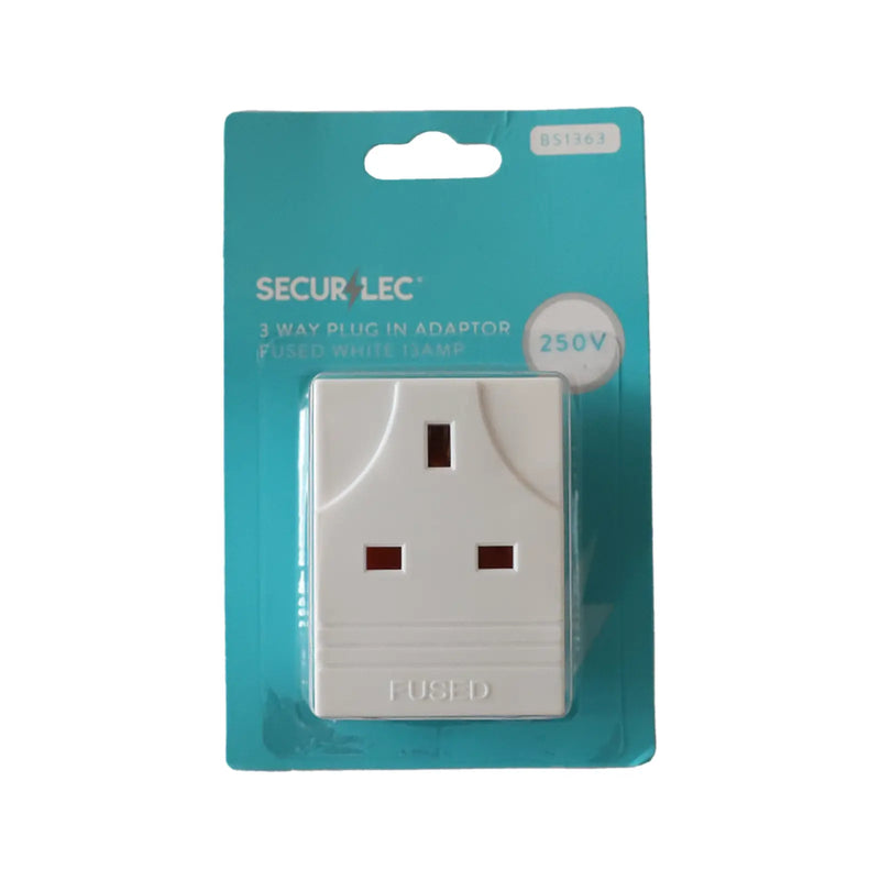 Securlec 3w Plug In Adapter Fused White 13amp