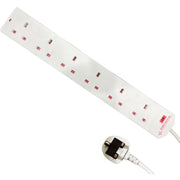 Securlec 6 Gang Extension Lead With Neon Light & Surge Protection 2m
