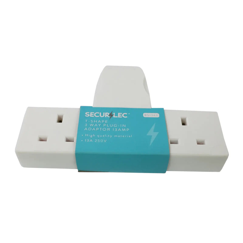Securlec T Shaped 3 Way Plug In Adaptor 13A 240V
