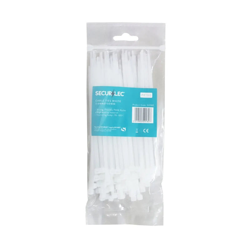 Securlec White Cable Ties 3.6mm x 140mm Pack 100