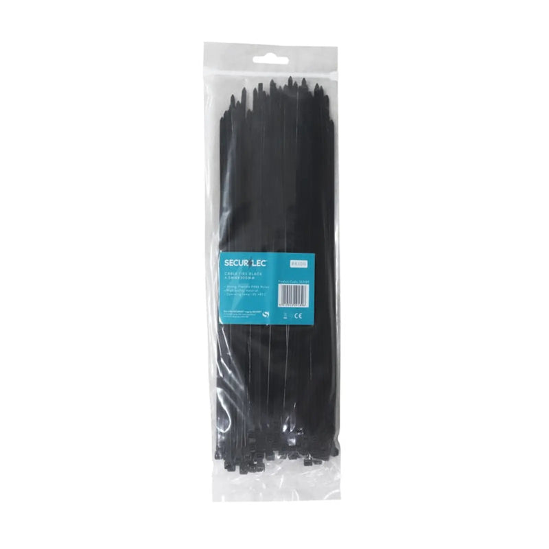 Securlec Black Cable Ties 4.5mm x 300mm Pack 100