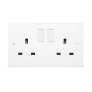 Securlec 2 Gang Switched Socket Double Pole Square Edge