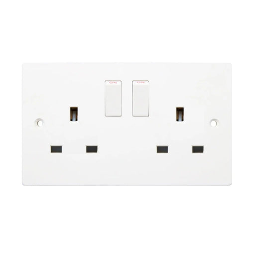 Securlec 2 Gang Switched Socket Double Pole Square Edge