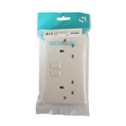 Securlec 2 Gang Switched Socket Double Pole Square Edge
