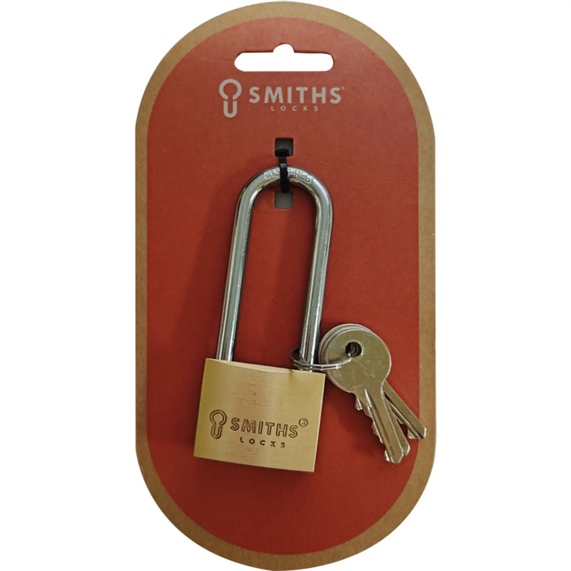Smiths Locks Brass Padlock Long Shackle 40mm