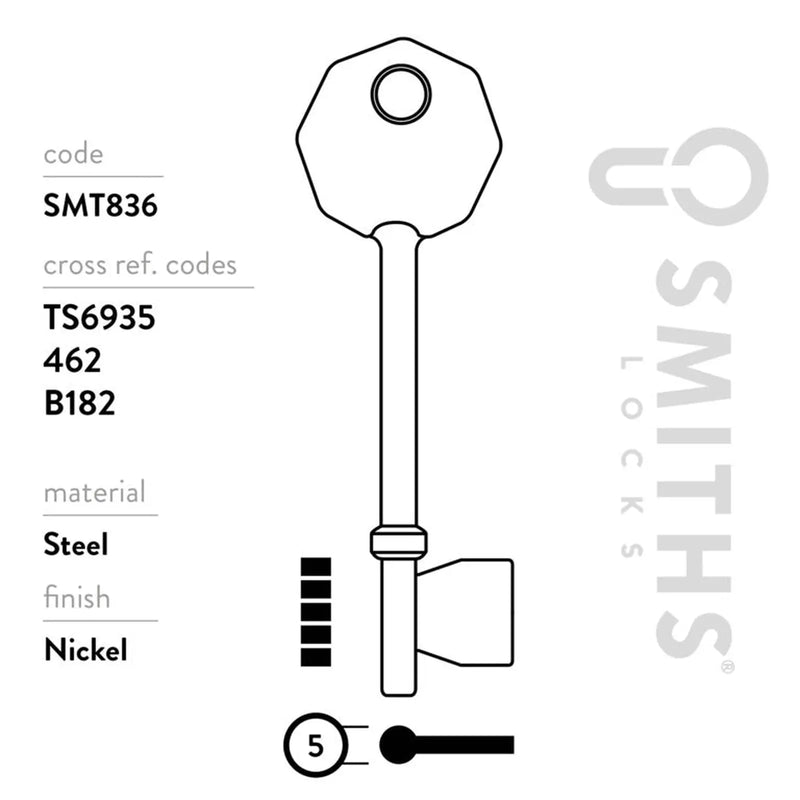 Smiths Locks Asec Mortice Key Blank Pack 10