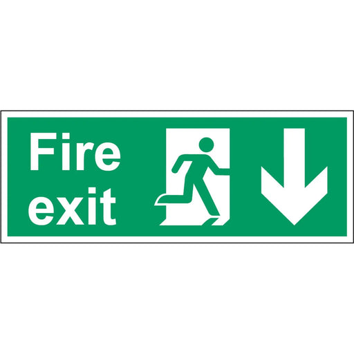 Securit Fire Exit Arrow Down 400mmx150mm