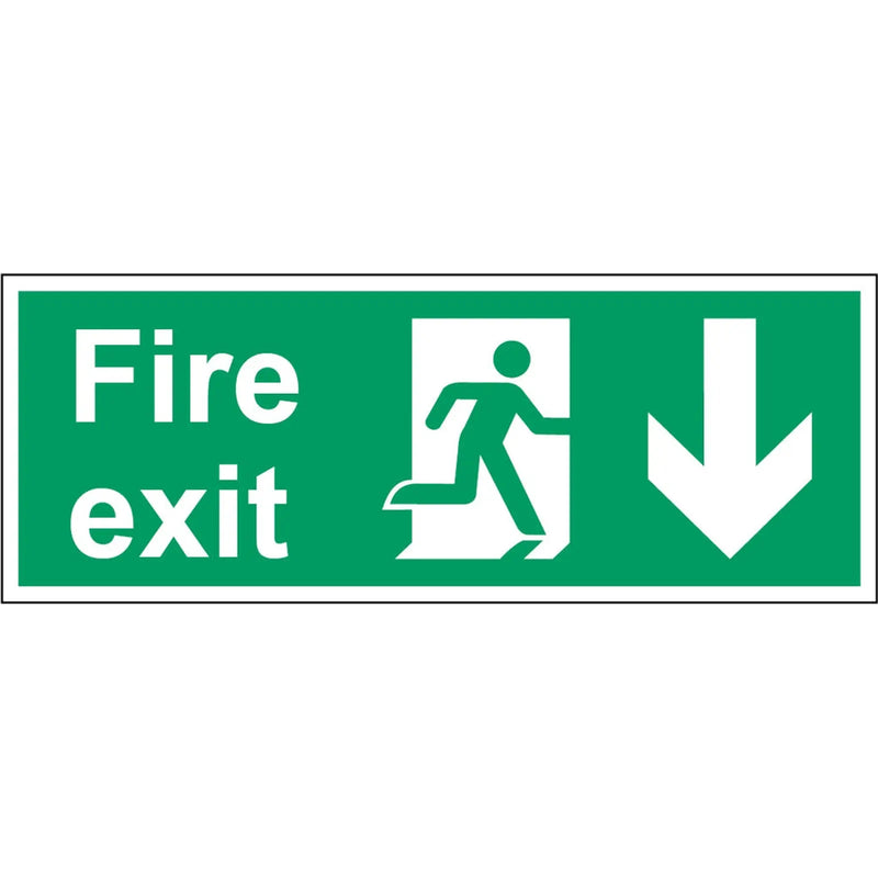 Securit Fire Exit Arrow Down 400mmx150mm