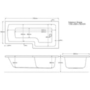 Trojan Solarna L Shape Shower Bath LH 1700 x 850 x 700mm