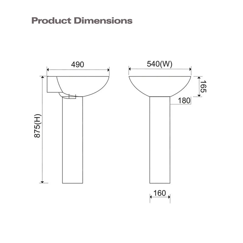 SP Eco Arc Pedestal W: 180mm H: 718mm D: 165mm