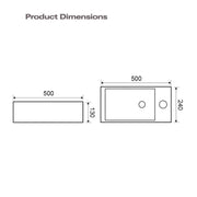 SP Cloakroom Collection Rectangular Basin 510mm W: 500mm H: 130mm D: 240mm