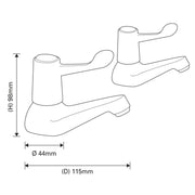 SupaPlumb Lever Bath Taps H: 98mm D:115mm Diameter: 44mm