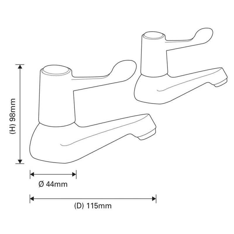 SupaPlumb Lever Bath Taps H: 98mm D:115mm Diameter: 44mm