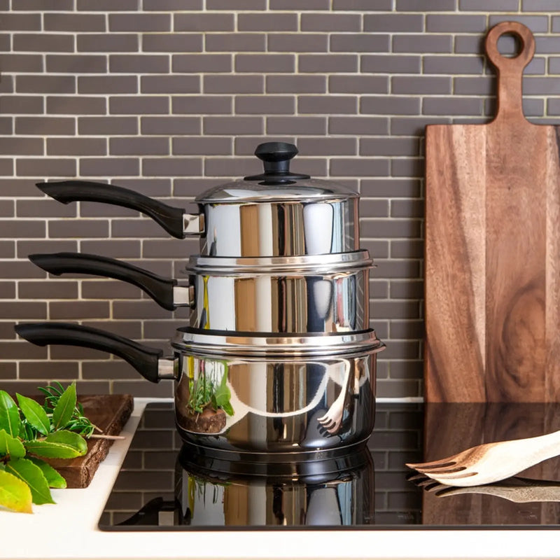 Pendeford Stainless Steel Collection Sauce Pan Set 3 Piece