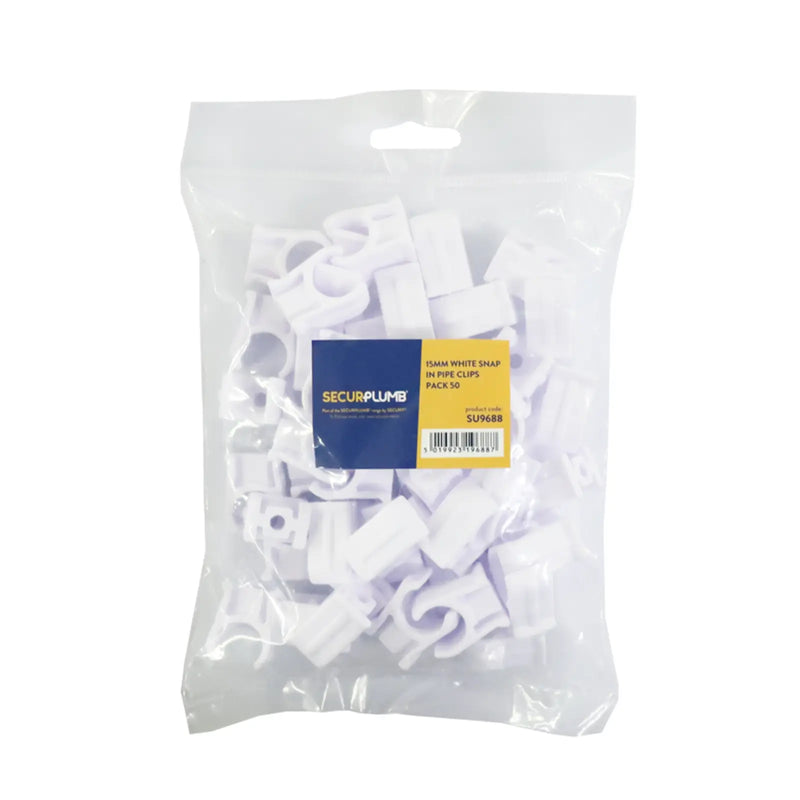 Securplumb 15mm Snap In Pipe Clips Pack 50