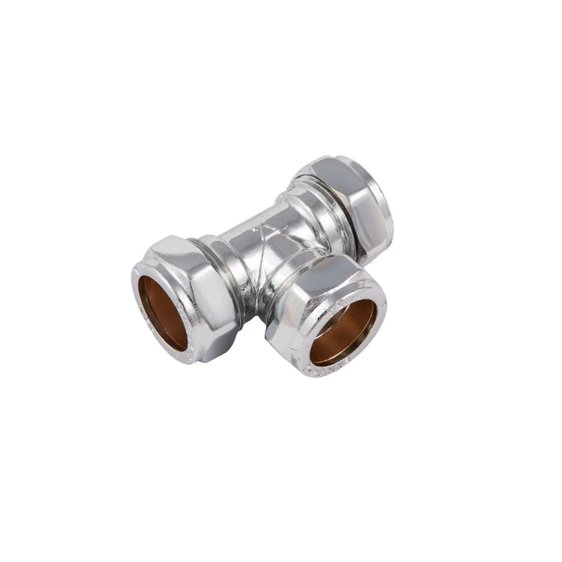 Securplumb Compression Equal Tee Chrome Plated 15mm