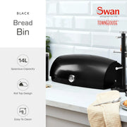 Swan Townhouse Bread Bin Black
