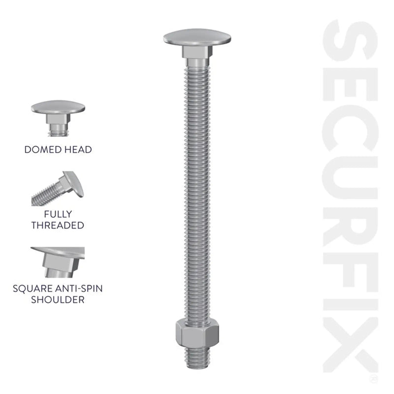 Securfix Carriage Bolt 5 Pack M12 x 180mm