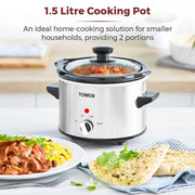 Tower Stainless Steel Slow Cooker 1.5L