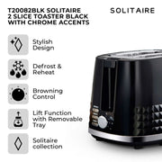 Tower Solataire 2 Slice Toaster Black