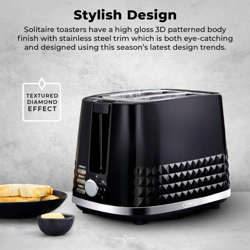 Tower Solataire 2 Slice Toaster Black