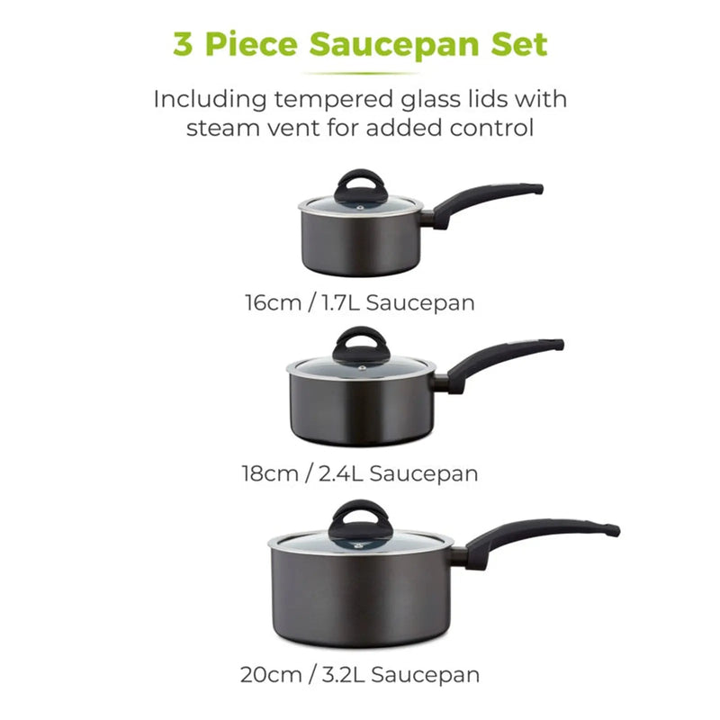 Tower Stainless Steel Saucepan Set 3 Piece