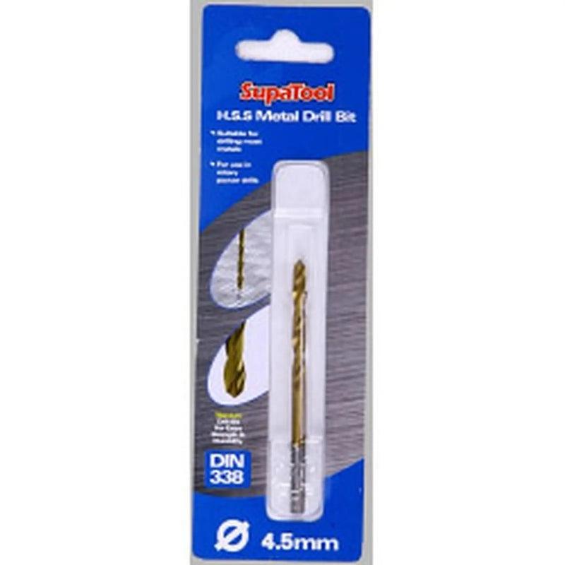 SupaTool Titanium Coated HSS Drill Bits 4.5x80mm