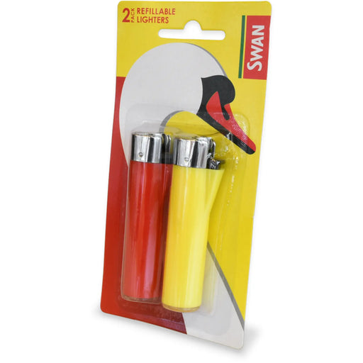 Swan Refillable Lighters Blister Pack of 2