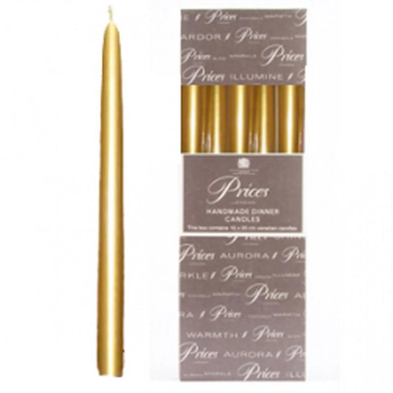 Price's Candles Venetian 10" Candle Pack 10 Gold