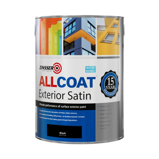 Zinsser Allcoat Exterior Water Based Satin Black 5L
