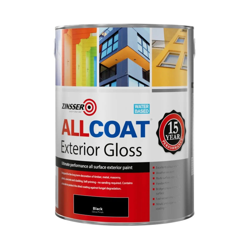 Zinsser Allcoat Exterior Water Based Gloss Black 2.5L