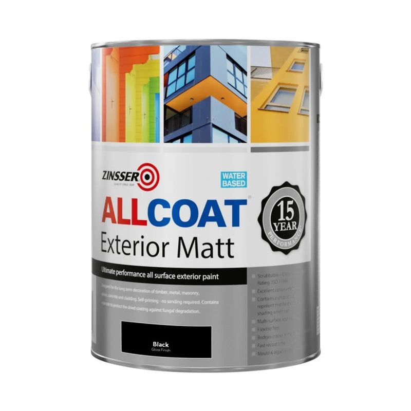 Zinsser Allcoat Exterior Water Based Matt Black 5L