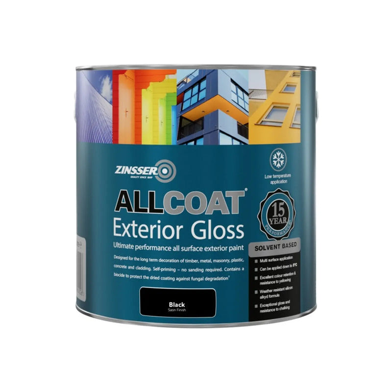Zinsser Allcoat Exterior Solvent Based Satin Black 2.5L