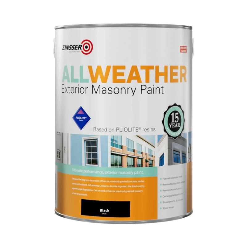 Zinsser All Weather Masonry Paint Black 5L