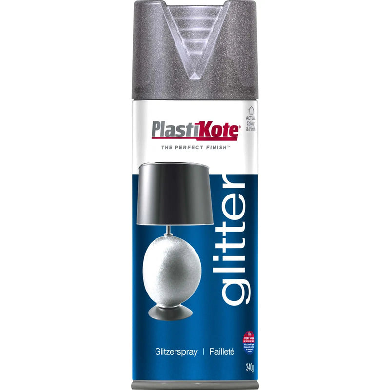 PlastiKote Glitter Paint Aerosol 400ml Silver