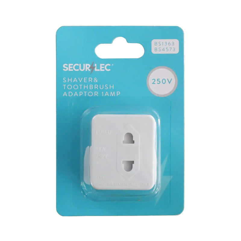 Securlec Fused Shaver & Toothbrush Adaptor 1 Amp Skin Packed