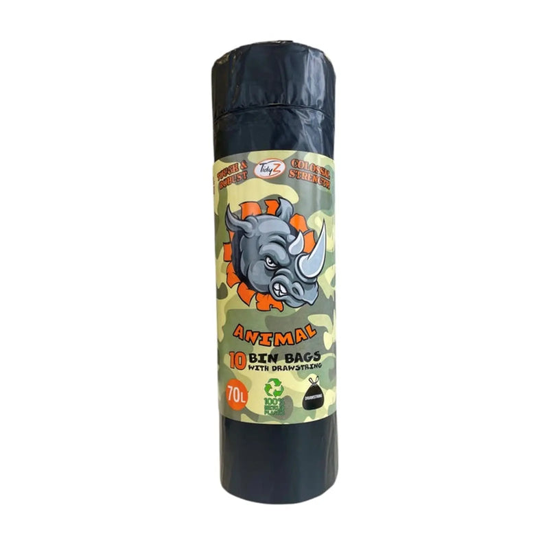 Tidyz 10 Super Strong Refuse Sacks With Drawstring 70L