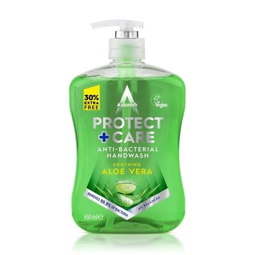 Astonish Protect + Care Antibacterial Handwash 650ml Aloe Vera
