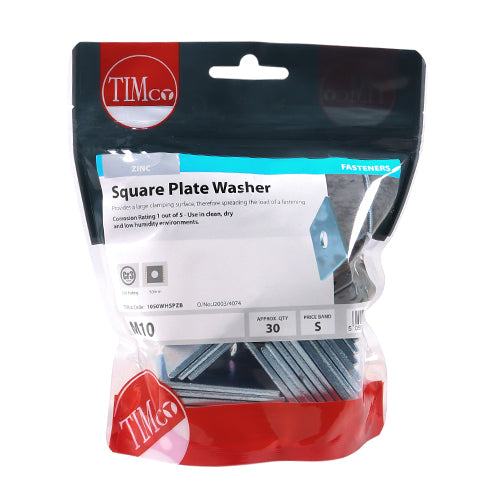 TIMCO Square Plate Washers Silver — Bag