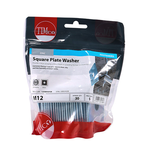 TIMCO Square Plate Washers Silver — Bag