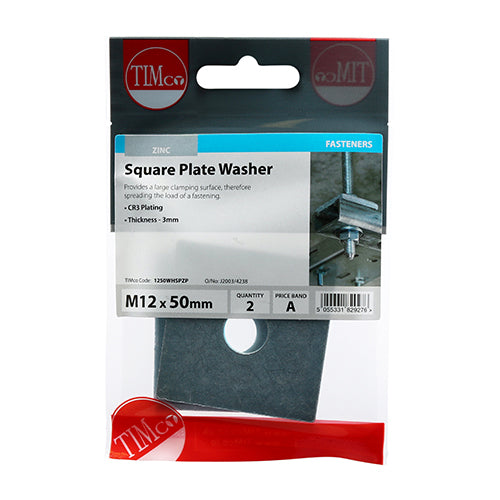 TIMCO Square Plate Washers Silver — Trade Pack