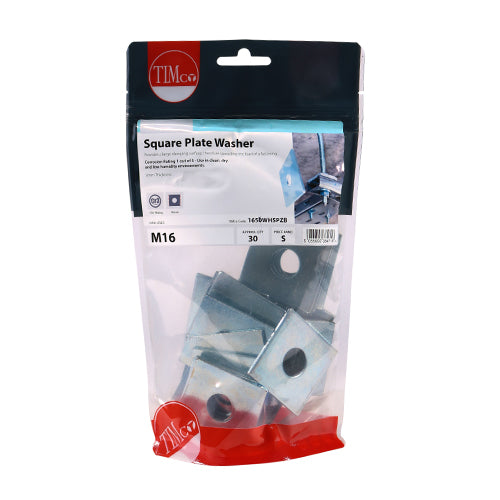 TIMCO Square Plate Washers Silver — Bag