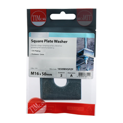 TIMCO Square Plate Washers Silver — Trade Pack
